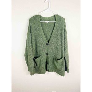 American Eagle Olive Green Chunky Knit button Front Cardigan